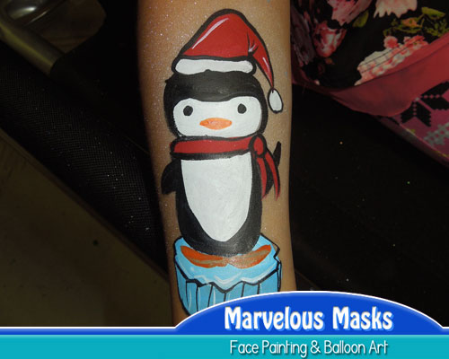 Penguin Christmas Face Art