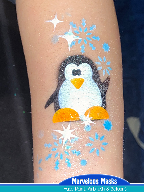 Christmas Penguin Airbrush Tattoo